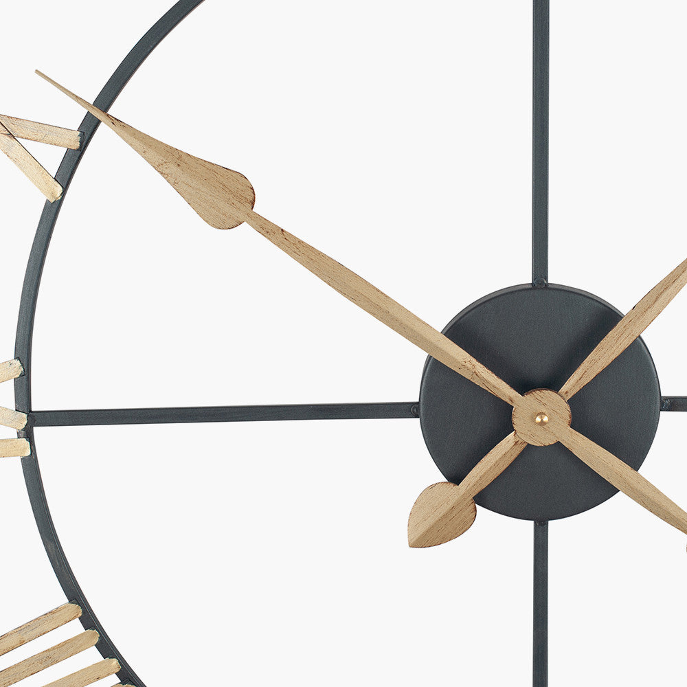 Antique Bronze & Gold Skeleton Wall Clock Large